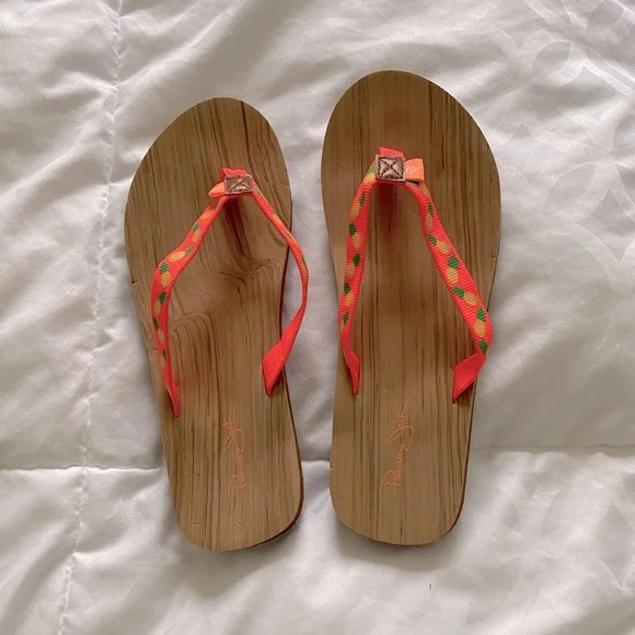 Panama Jack Orange Pineapple Flip Flops - Size S (6/7) - worn once! - Picture 2 of 4